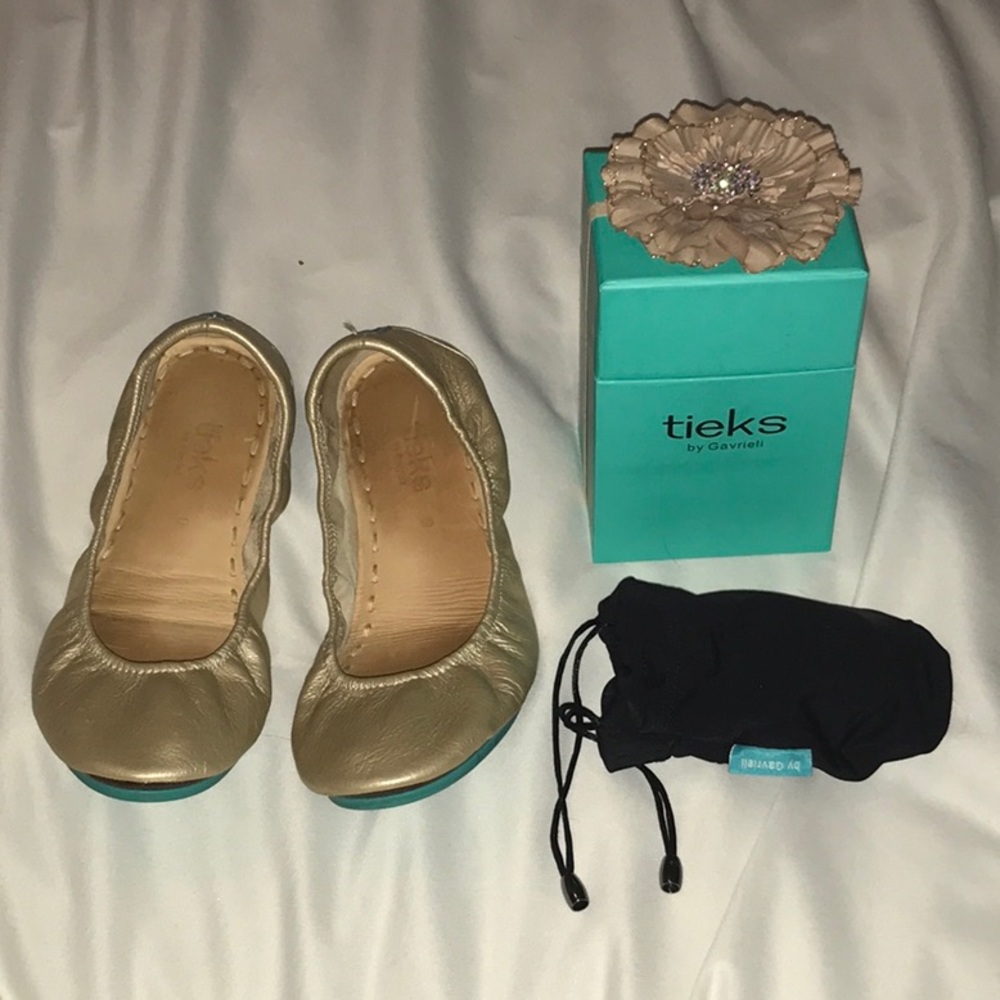 Tieks Champagne Gold Ballet Flats Size 9